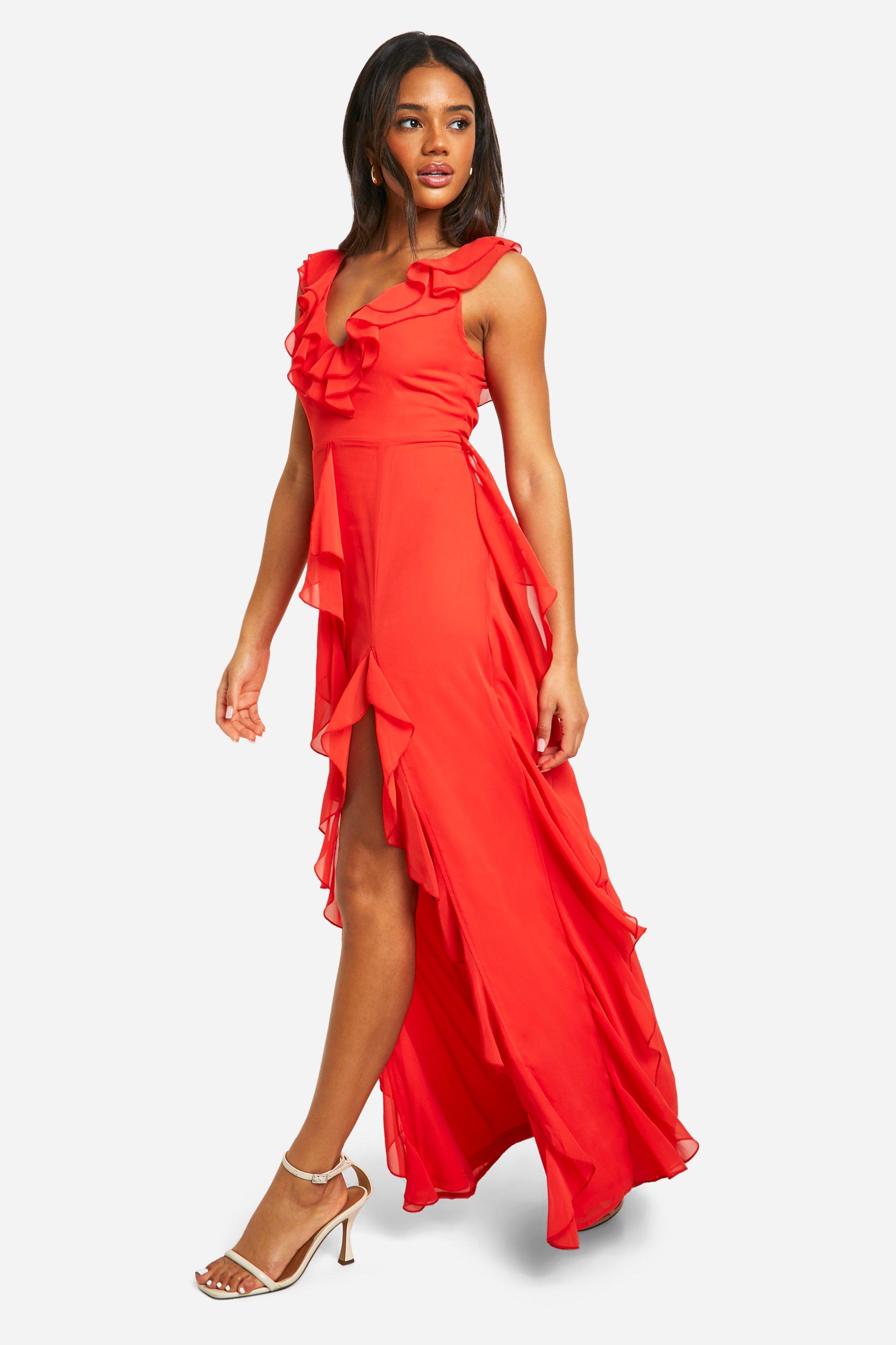 Boohoo red maxi dress fashion